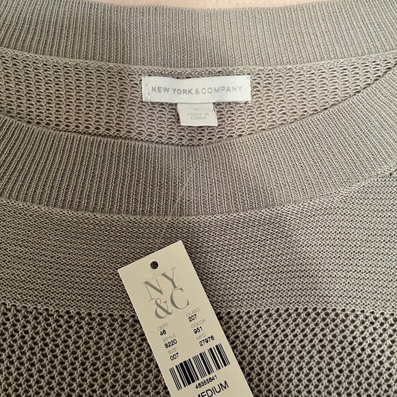 Gray Sweater Top with Mesh Sections - Picture 3 of 10